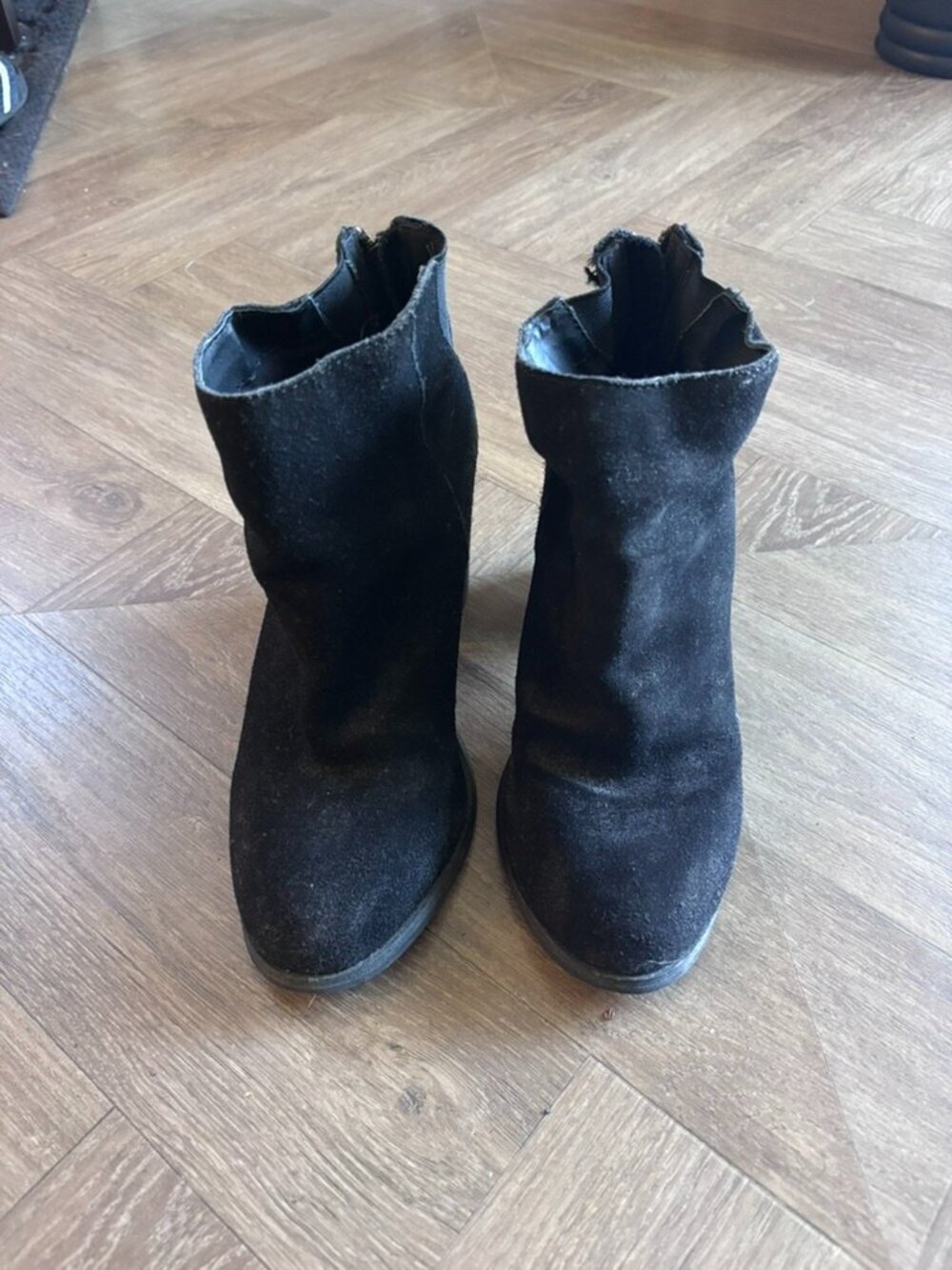 Black Cow Hide Ankle High Heel Booties